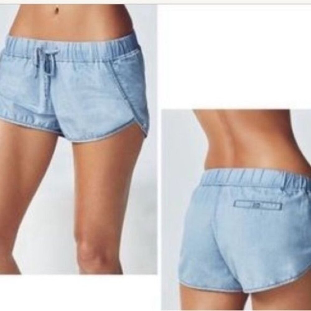 Fabletics Light Blue Drawstring Athletic Shorts - Womens M